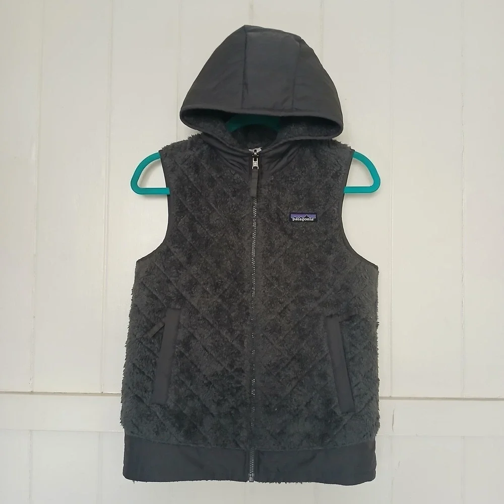 Patagonia Los Gatos Hooded Vest Women's XS Forged Grey Full Zip Reversible 25221